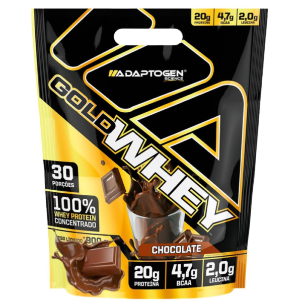 100% Gold Whey Concentrado Adaptogen Sabor Chocolate Refil 900g